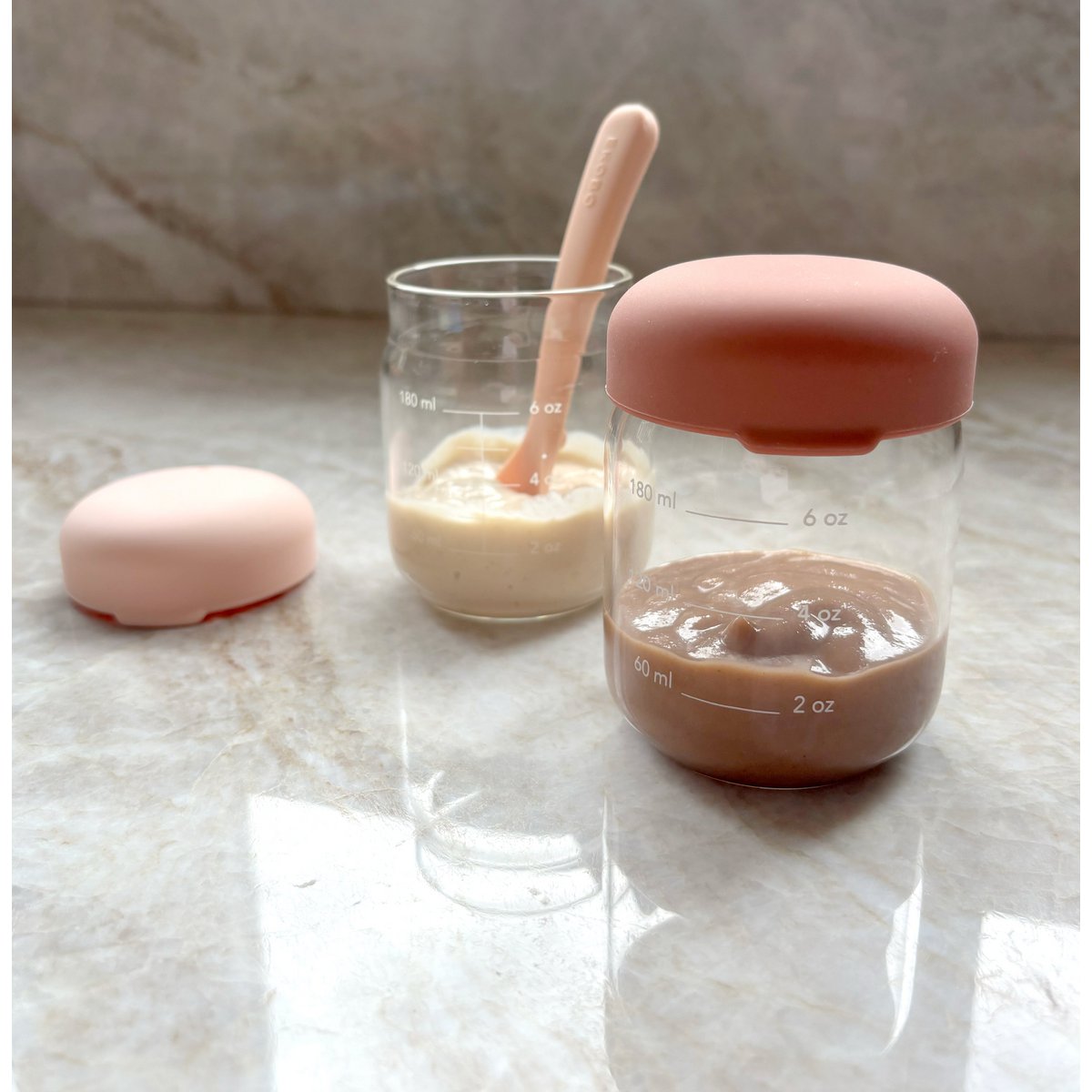 Set of 2 borosilicate glass food storage jars 180 ml