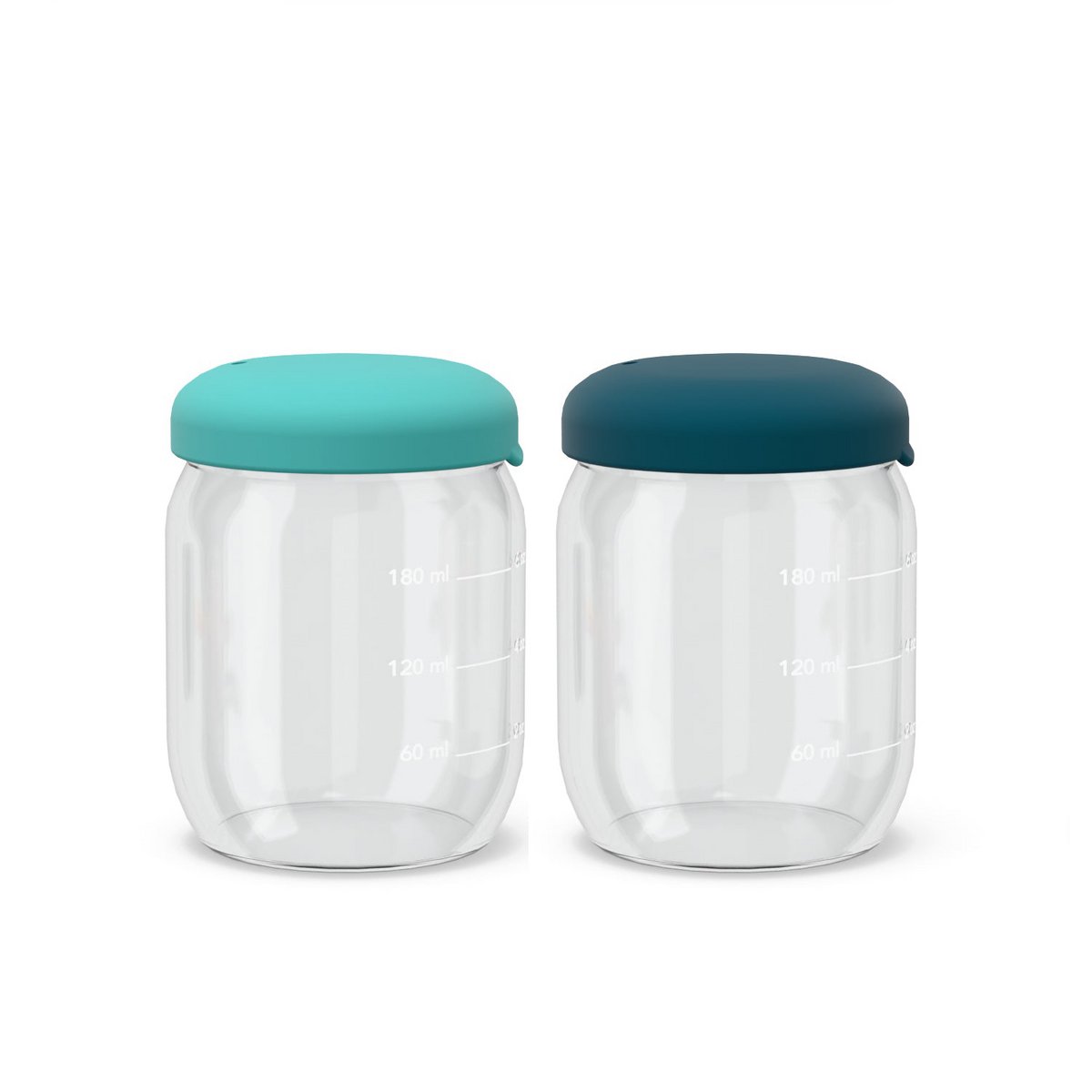 Set of 2 borosilicate glass food storage jars 180 ml