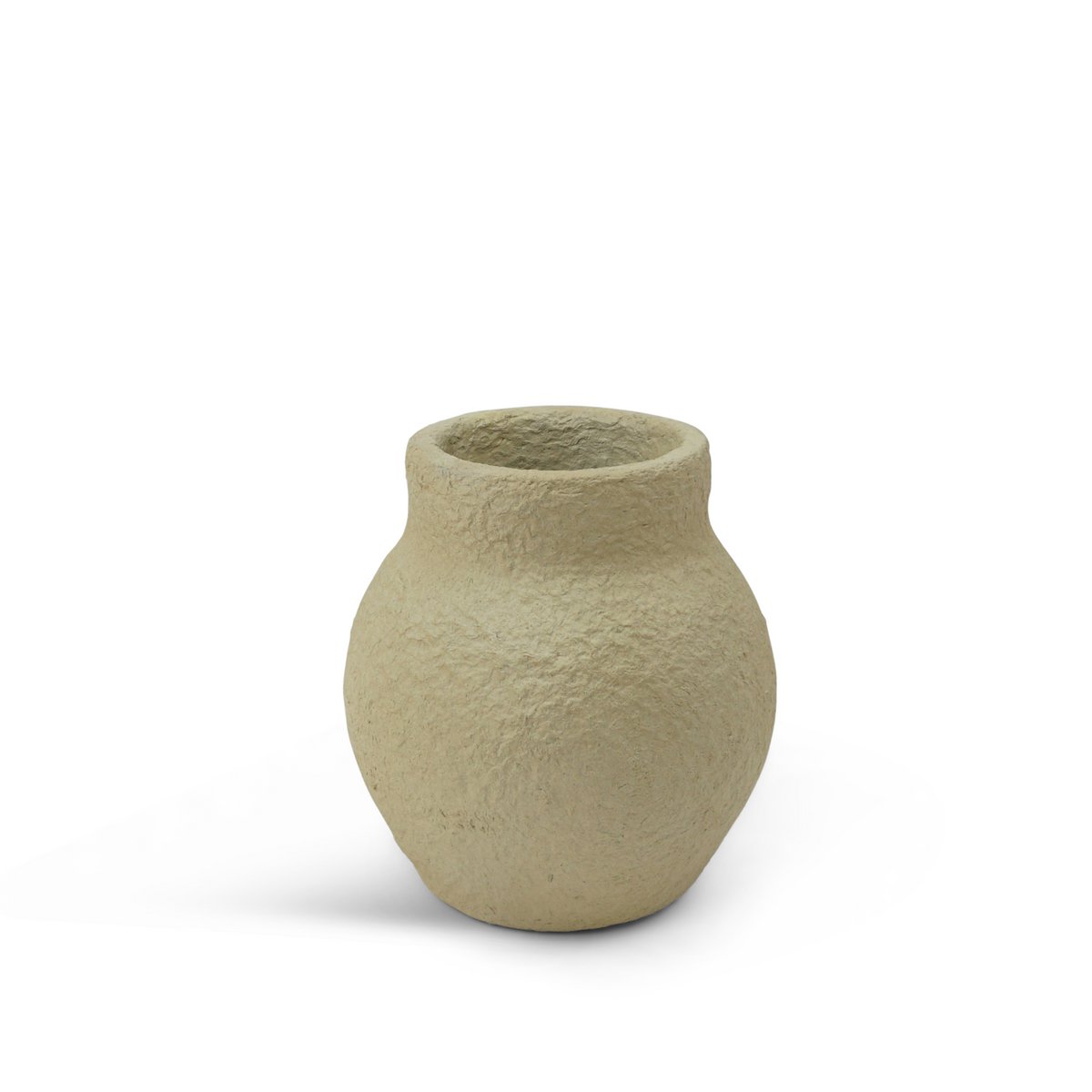 Kinta Papierpulp Bolvaasje Beige 15 cm – Handgemaakt
