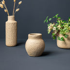 Vase Kugel Pappmaché 13x15cm beige