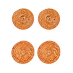 Runde Rattan-Untersetzer, Set mit 4 handgefertigten TIBU
