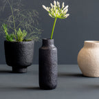 Vase Pappmaché 23 cm orange/schwarz