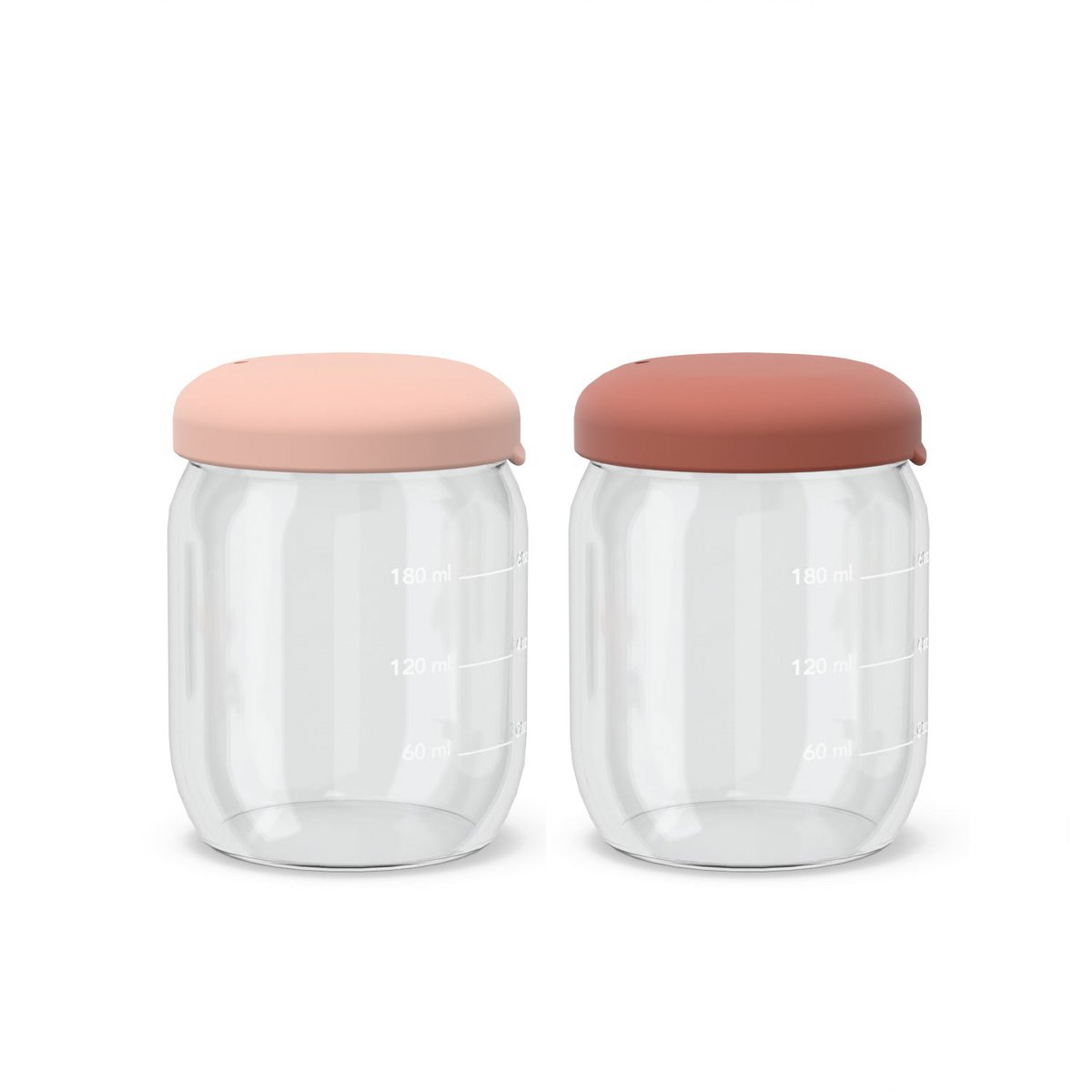 Set of 2 borosilicate glass food storage jars 180 ml