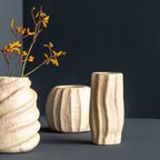 Vase Zylindrisch Papier-Pulp Beige Gewellt 22cm