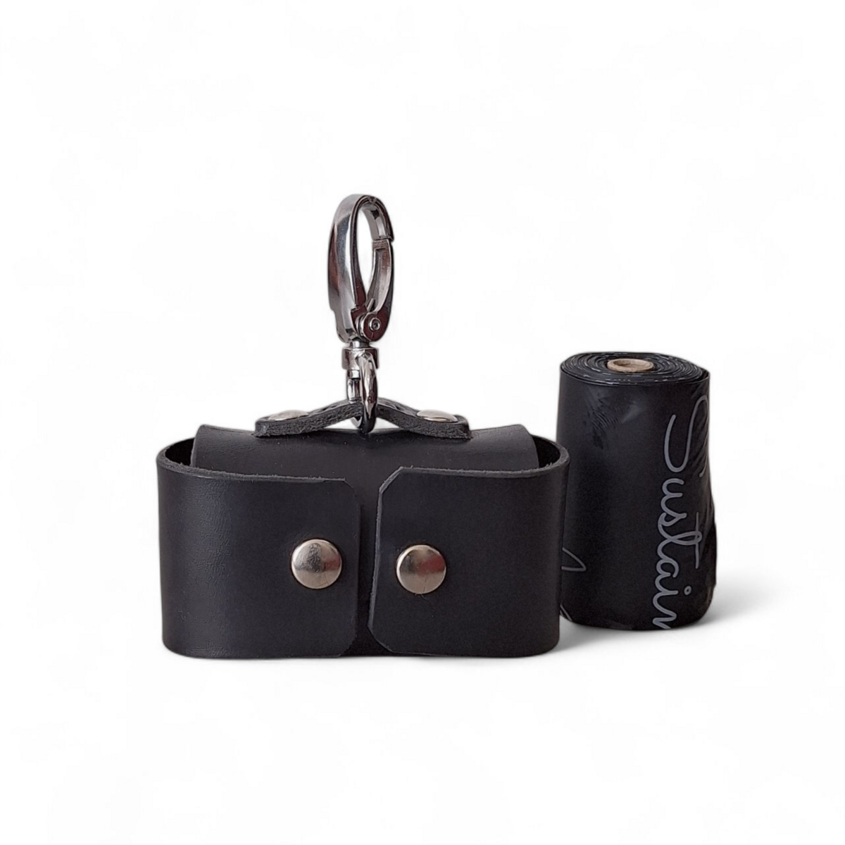 Cooper & Quint Kotbeutelspender - gegerbtes Leder – Schwarz
