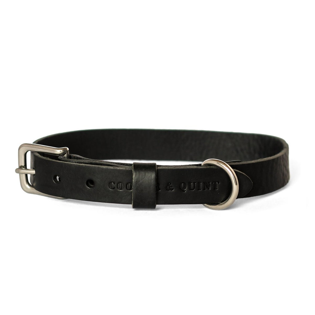 Cooper & Quint No Fuss Leather Dog Collar – Black
