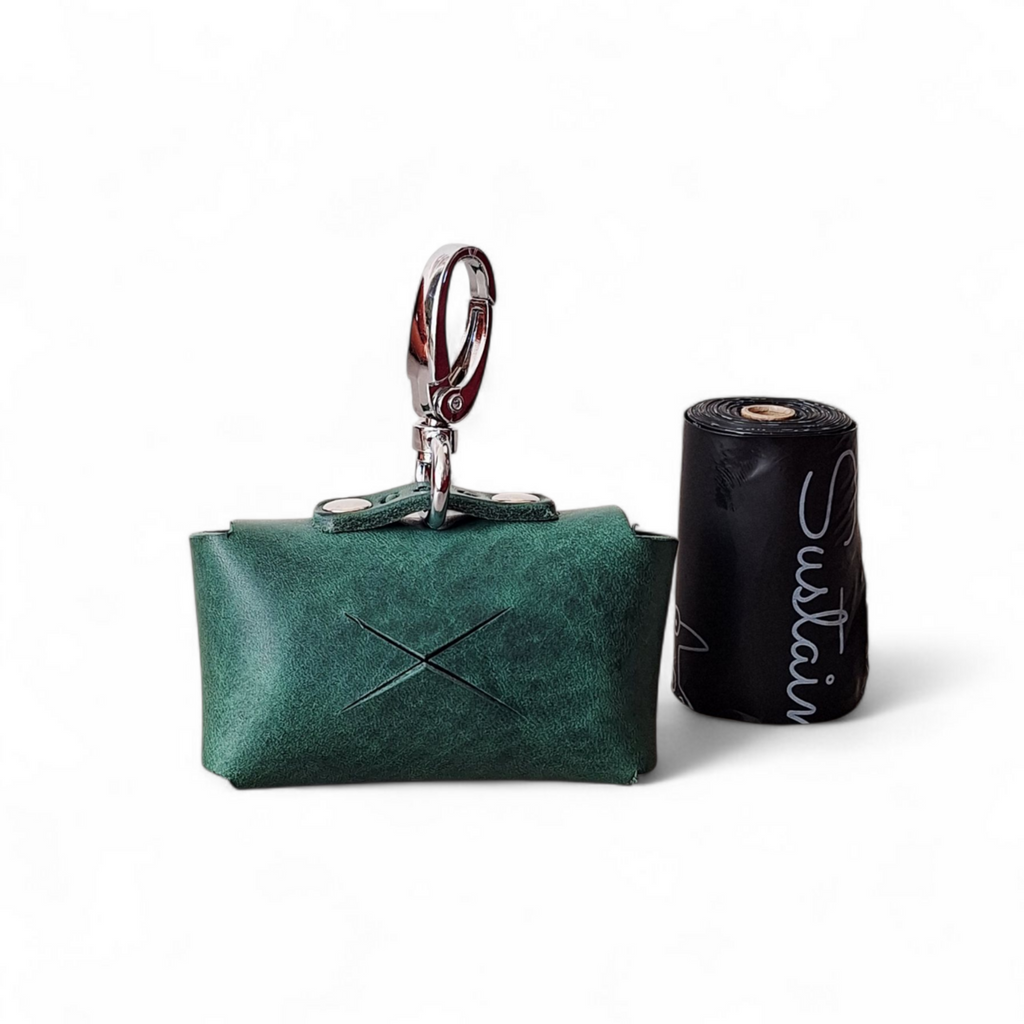 Cooper & Quint Poop Bag Dispenser - tanned leather - Green
