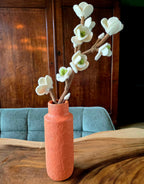 Vase Pappmaché 23 cm orange/schwarz