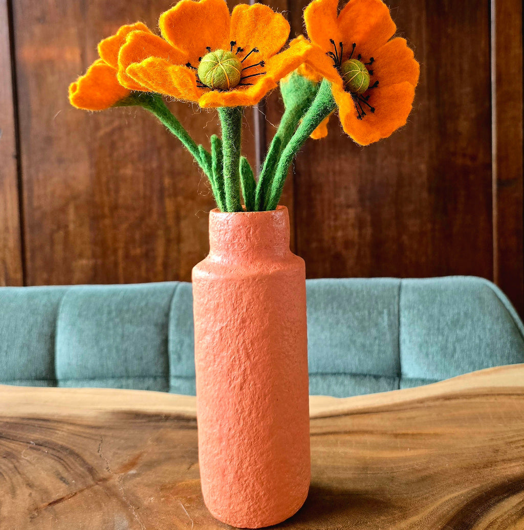 Vase Pappmaché 23 cm orange/schwarz