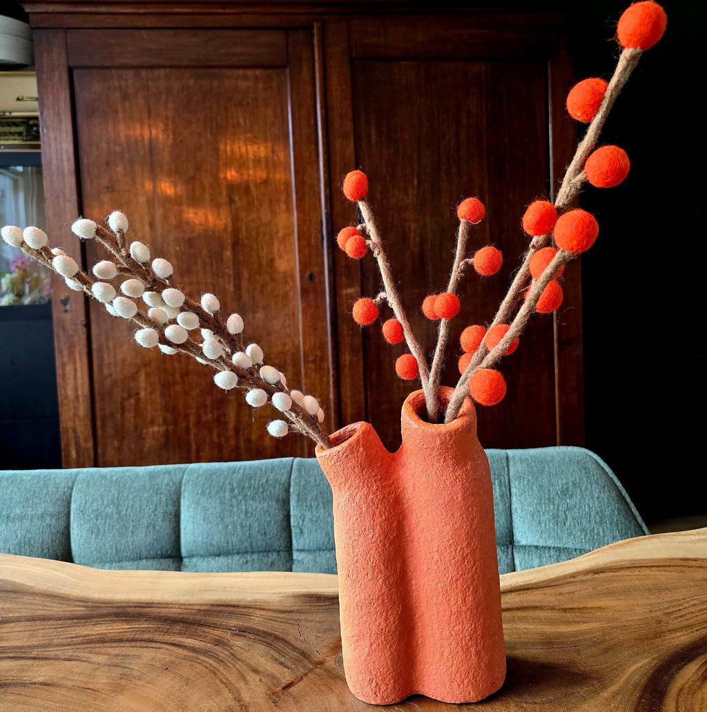 Vase Pappmaché H27&23cm orange