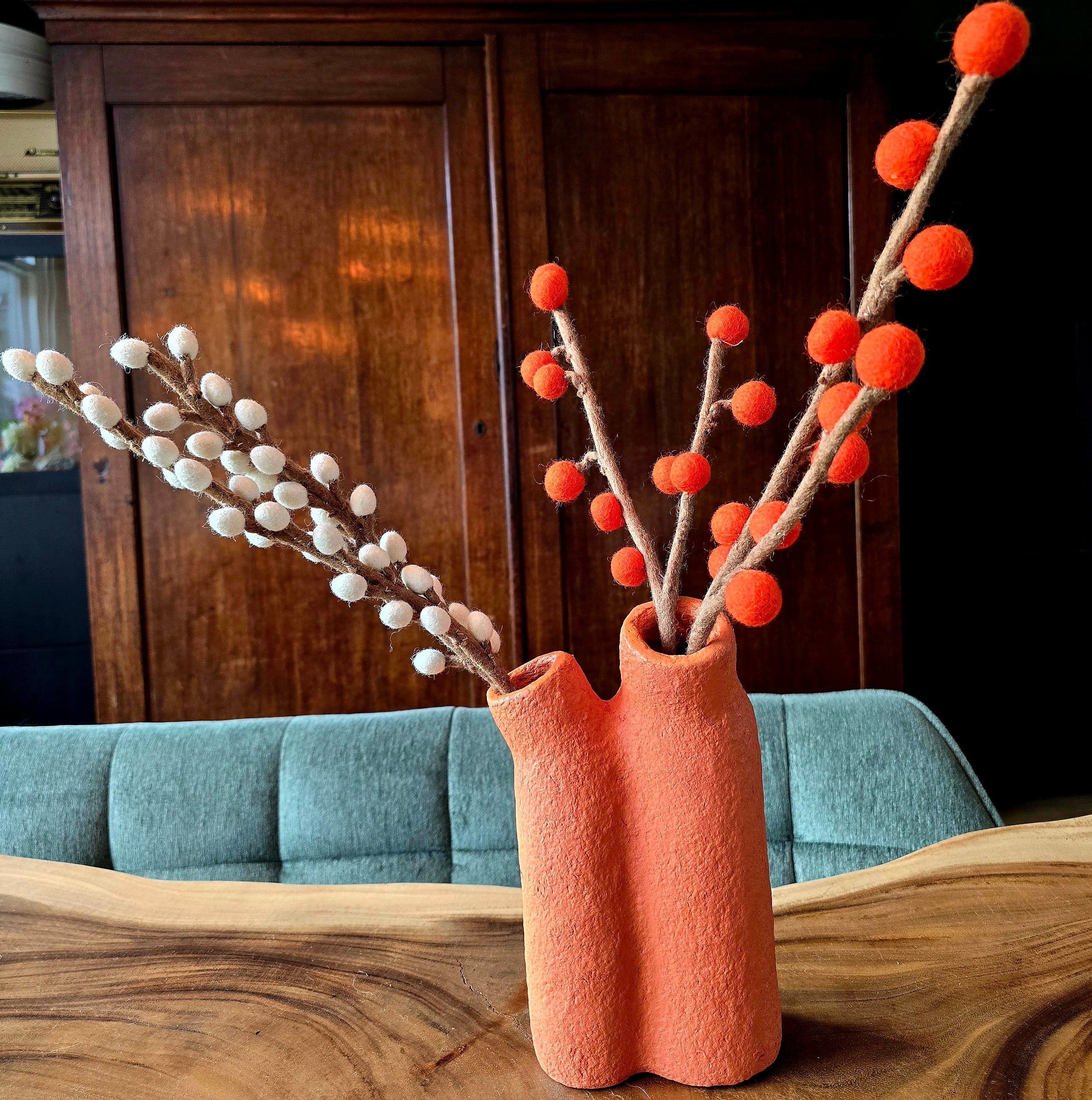 Vase Pappmaché H27&23cm orange