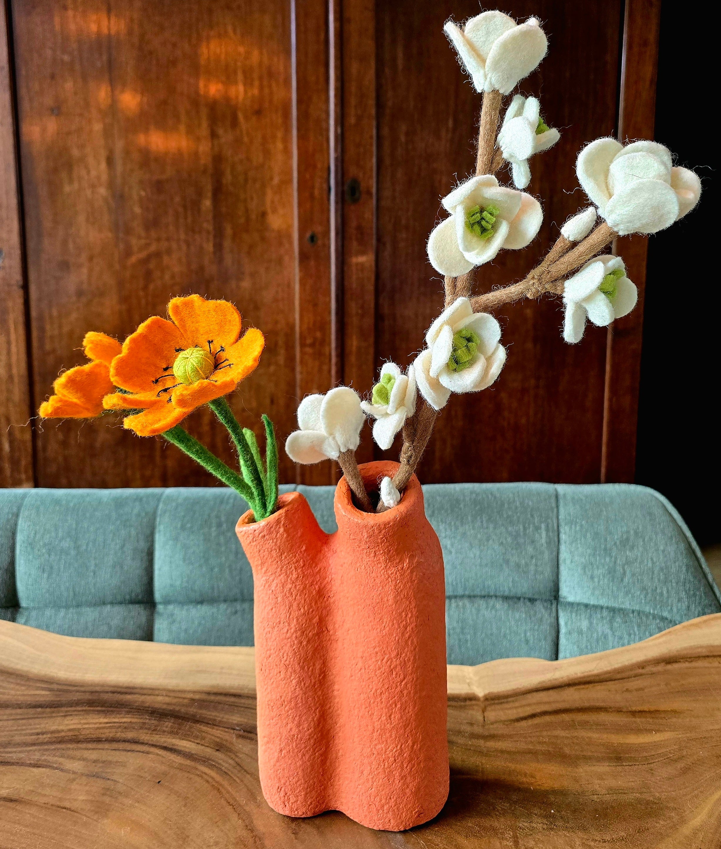 Vase Pappmaché H27&23cm orange