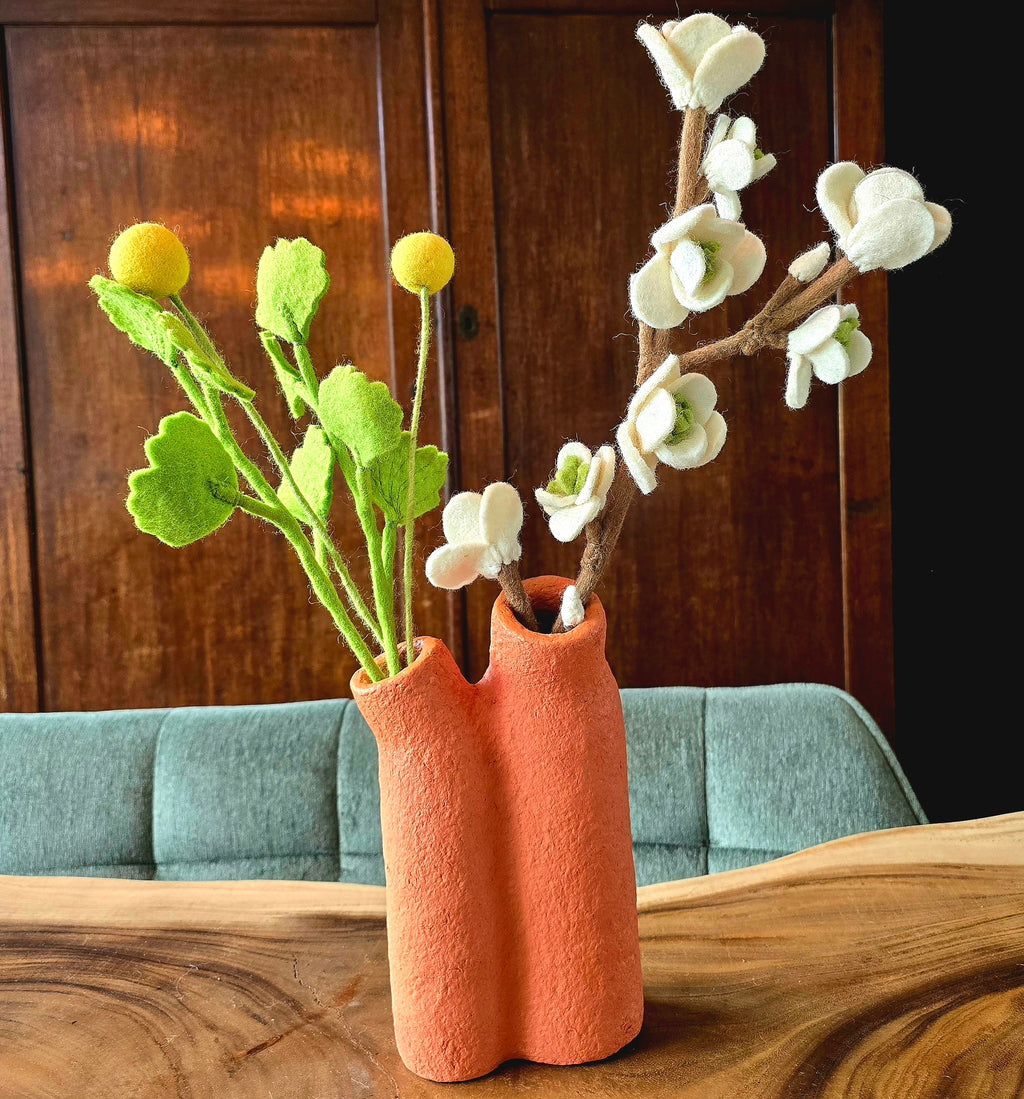 Vase Pappmaché H27&23cm orange