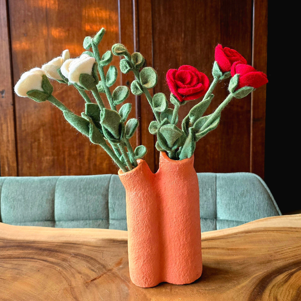 Vase Pappmaché H27&23cm orange