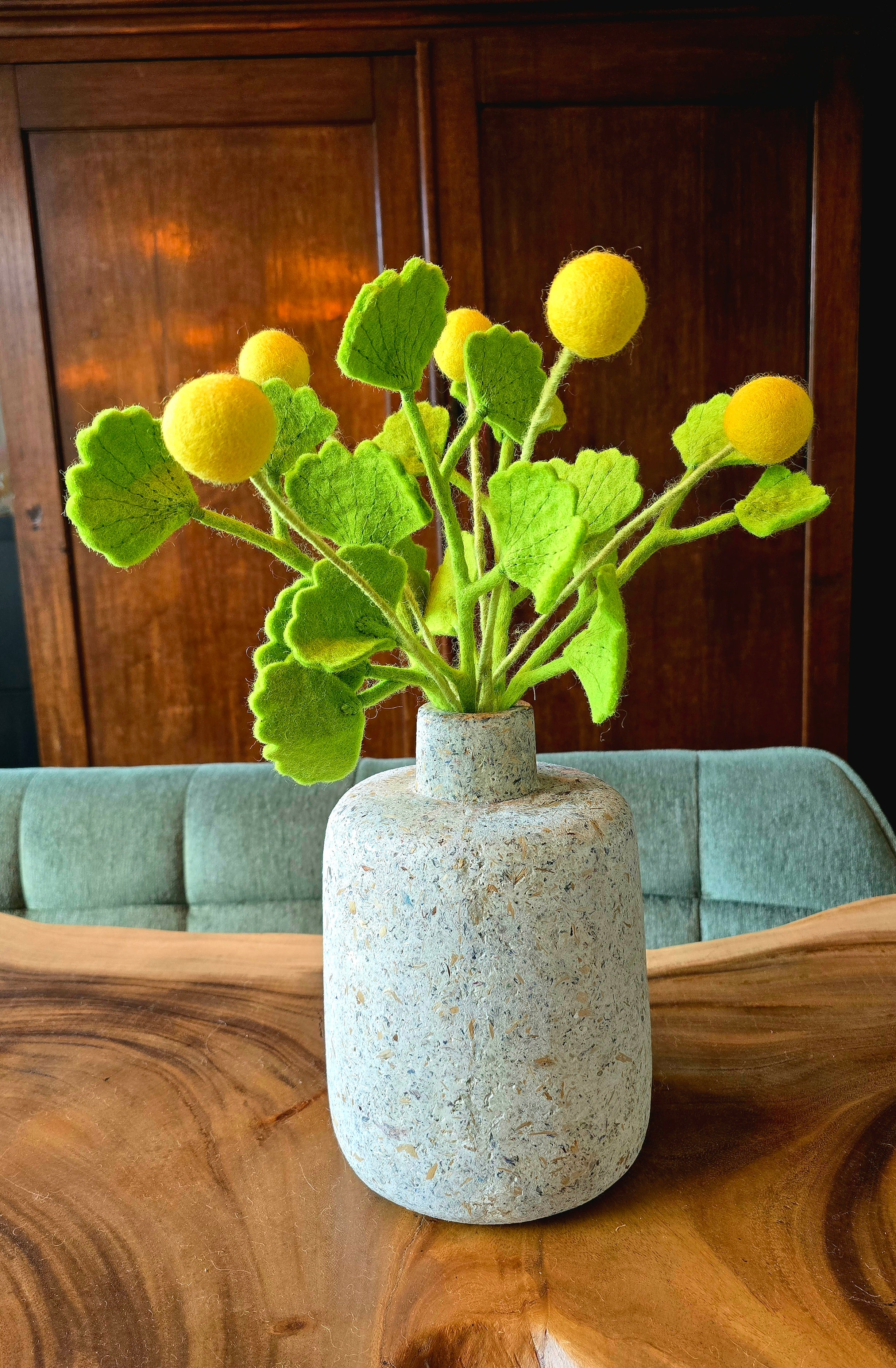 BeYoona Vilten Ginkgo Tak Groen 45 cm – Handgemaakt