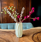 Vase Zylindrisch Papier-Pulp Beige Gewellt 22cm