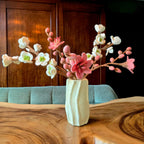 Vase Zylindrisch Papier-Pulp Beige Gewellt 22cm
