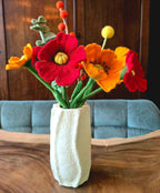 Vase Zylindrisch Papier-Pulp Beige Gewellt 22cm