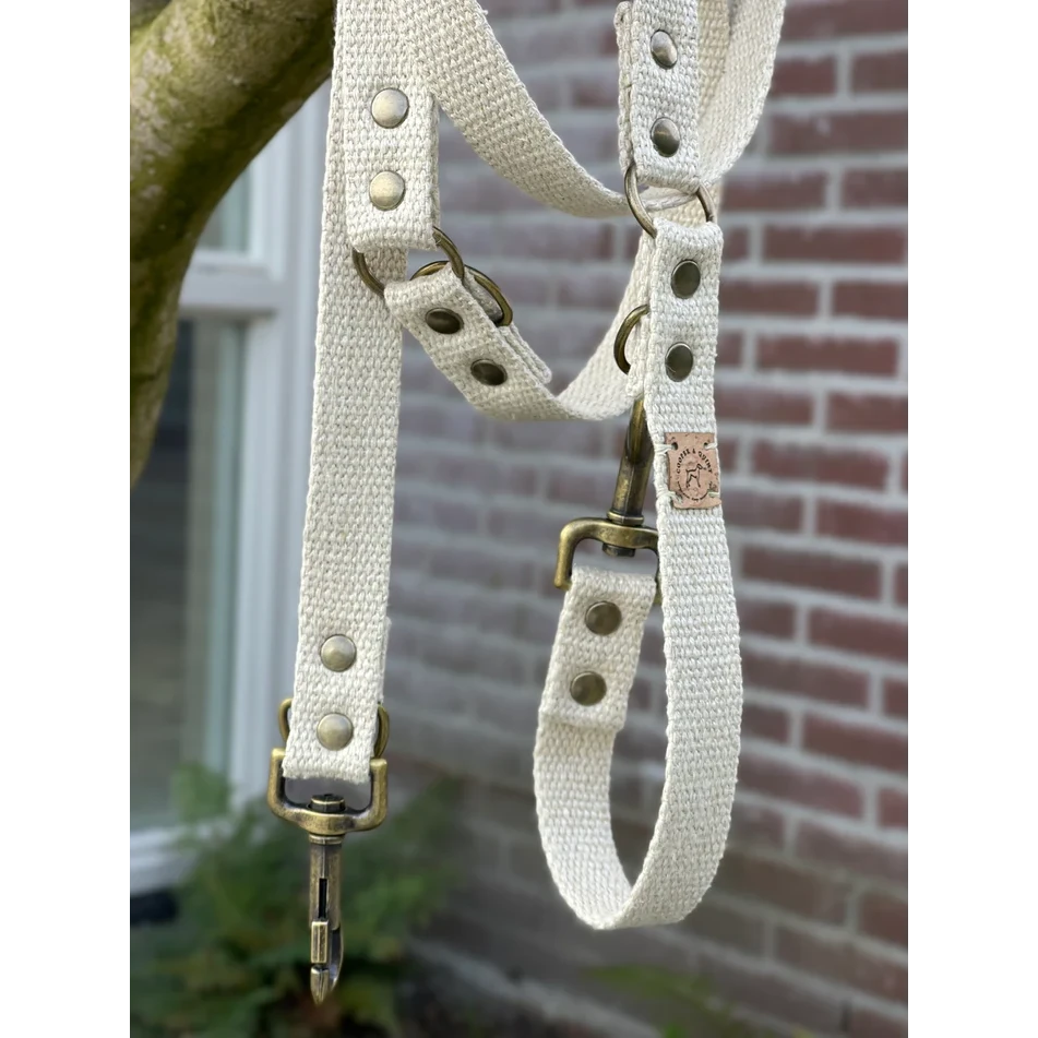 Cooper & Quint Simply Hemp Verstellbare Hundeleine in Muschelweiß