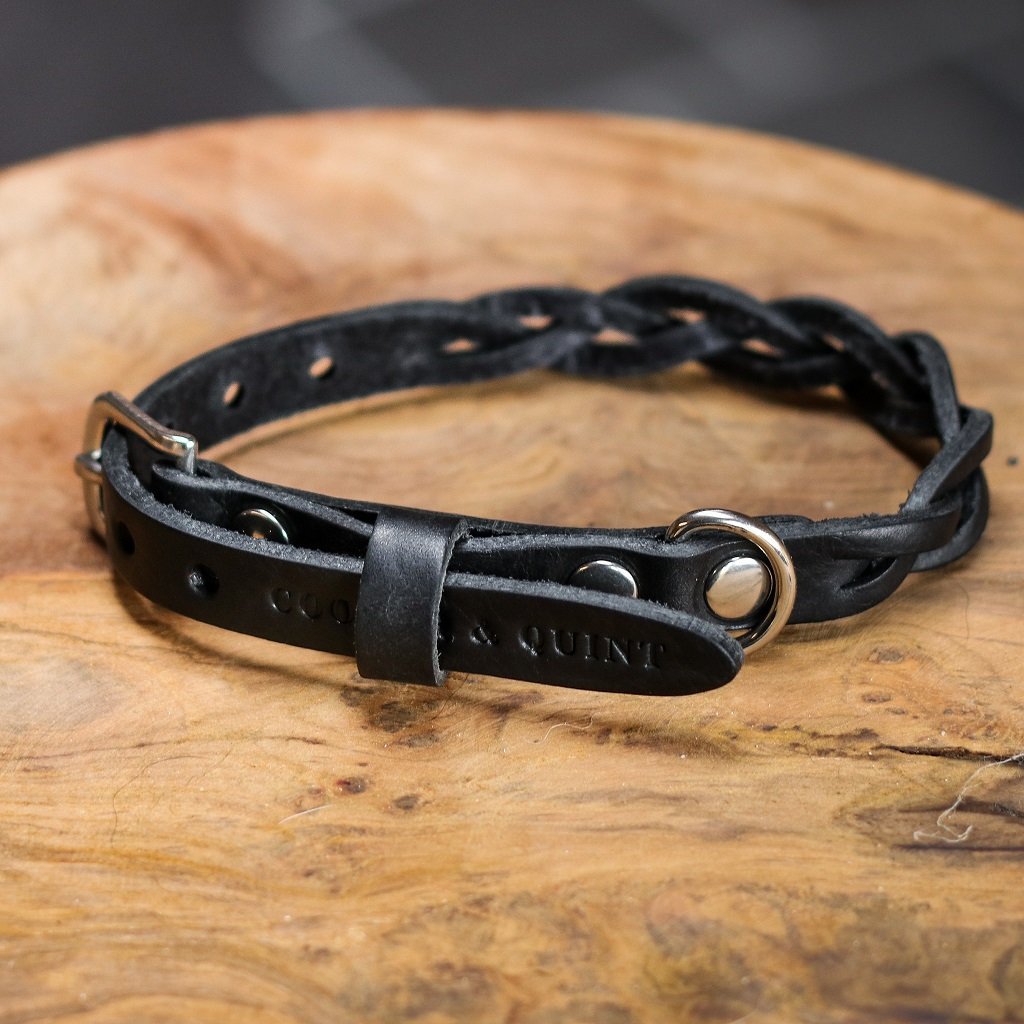 Cooper & Quint geflochtenes Hundehalsband – Schwarz