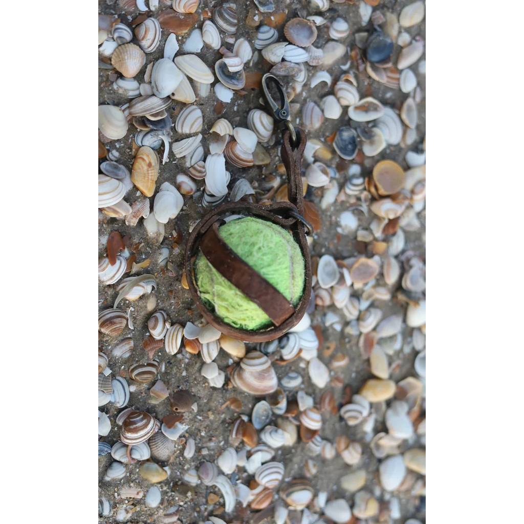 Cooper & Quint brown leather tennis ball holder