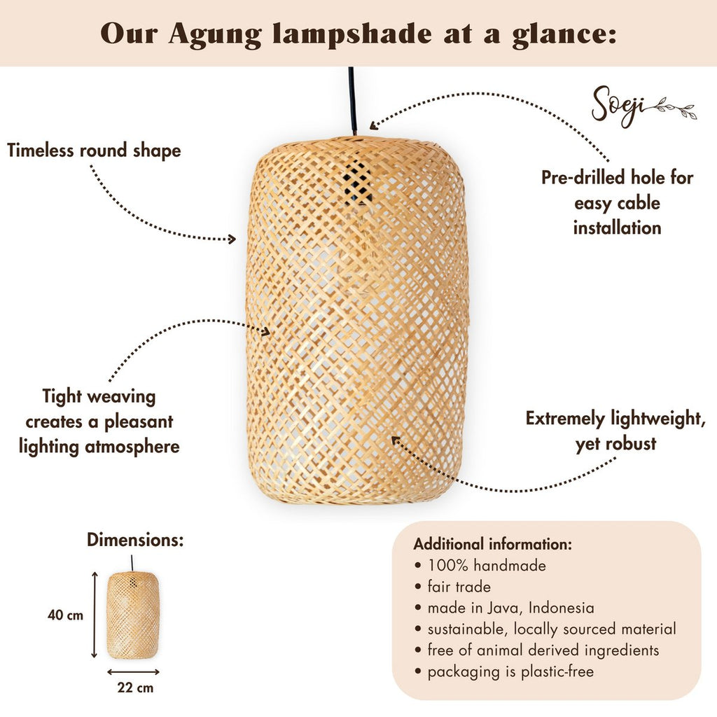 Soeji Agung Bamboe Lampenkap 40 cm – Handgemaakt