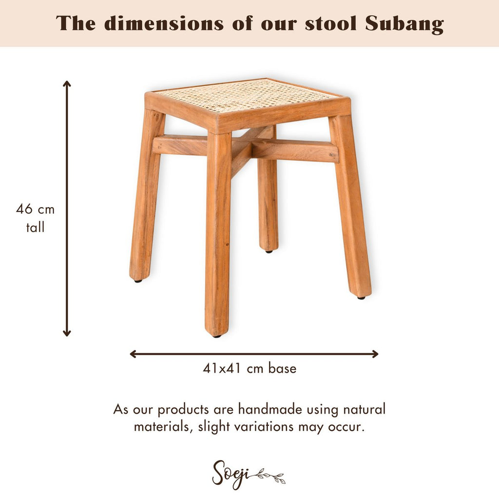 SUBANG – Handgemaakte kruk van Trembesi-hout & rotan