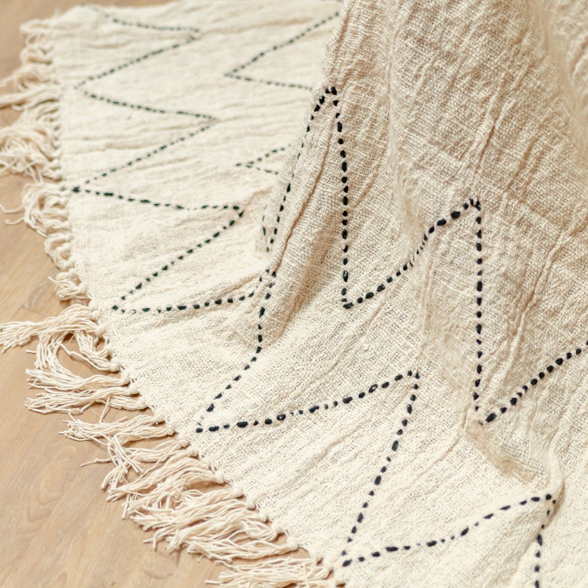 LINGGAH – Handgewebter Baumwollplaid 140 × 200 cm