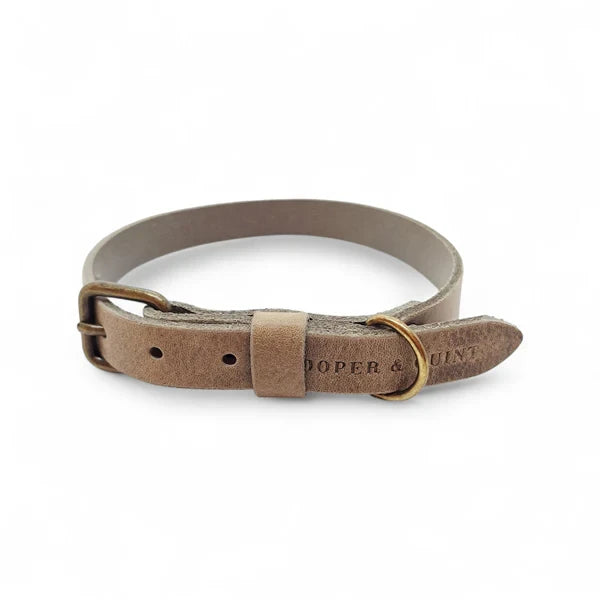 Cooper & Quint No Fuss Lederhalsband für Hunde – Stone