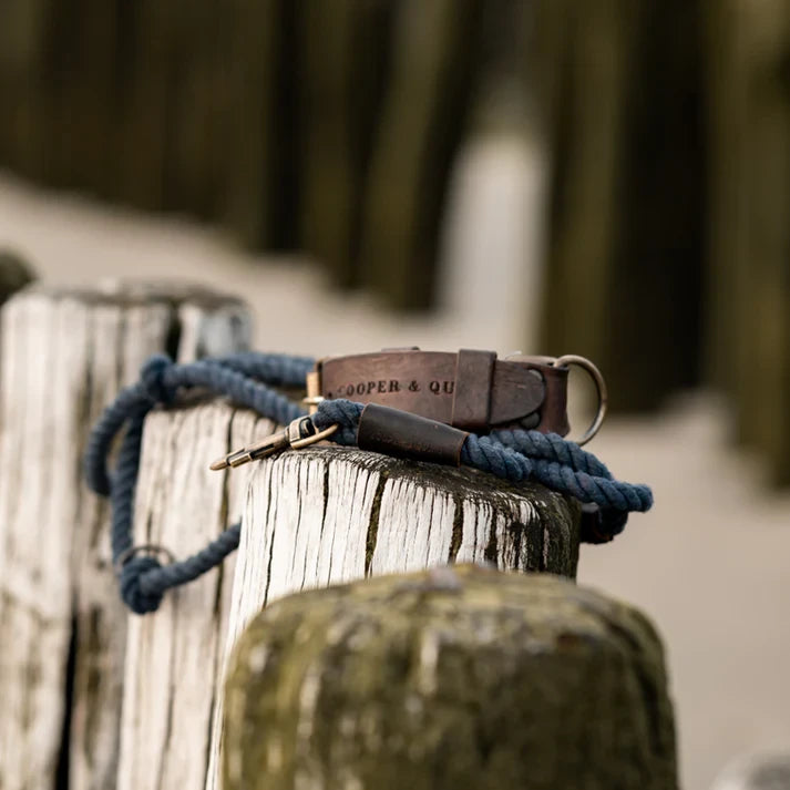 Cooper & Quint Twisted Cotton Verstellbare Hundeleine – Mitternachtsblau