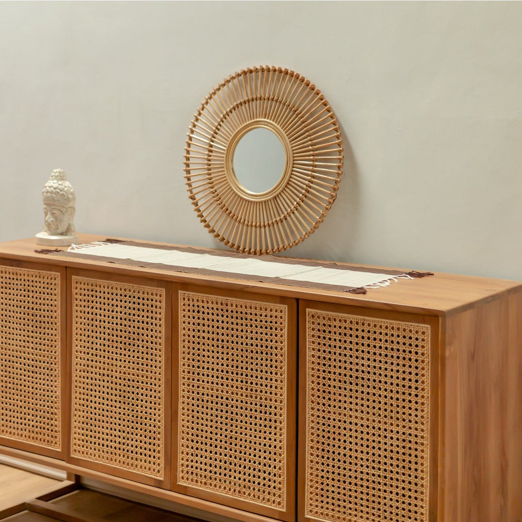 BUMI – Handgemachter Wandspiegel aus Rattan 58cm