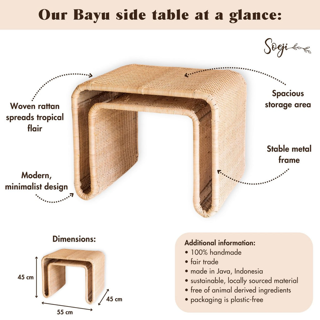 BAYU – Handgemachter Rattan-Beistelltisch