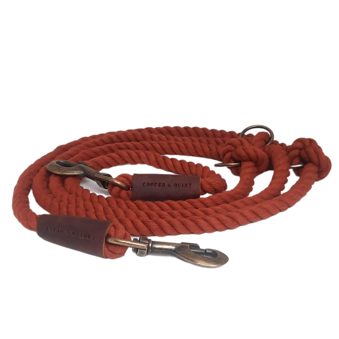 Cooper & Quint verstellbare Hundeleine - Twisted Cotton - Rostrot