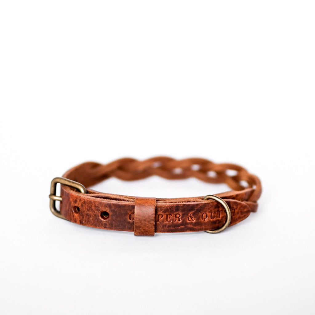 Cooper & Quint Geflochtenes Hundehalsband – Braun