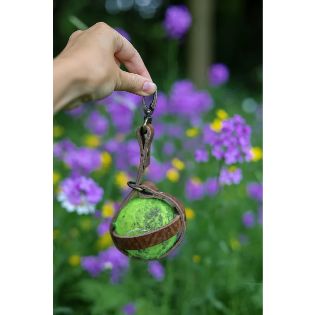 Cooper & Quint braune Leder-Tennisballtasche