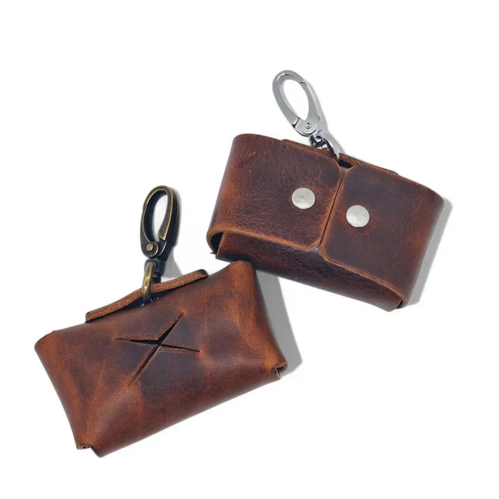 Cooper & Quint Kotbeutelspender - gegerbtes Leder – Braun