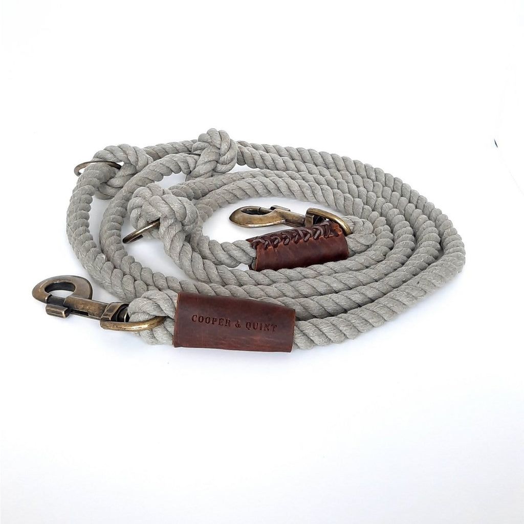 Cooper & Quint Twisted Cotton Verstellbare Hundeleine in Olivgrün