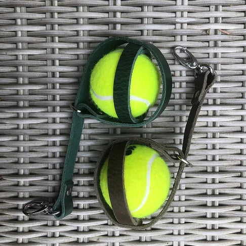 Cooper & Quint brown leather tennis ball holder
