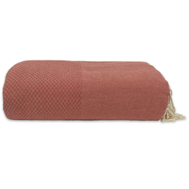 Plaid Grand Foulard Honeycomb-Terrakotta
