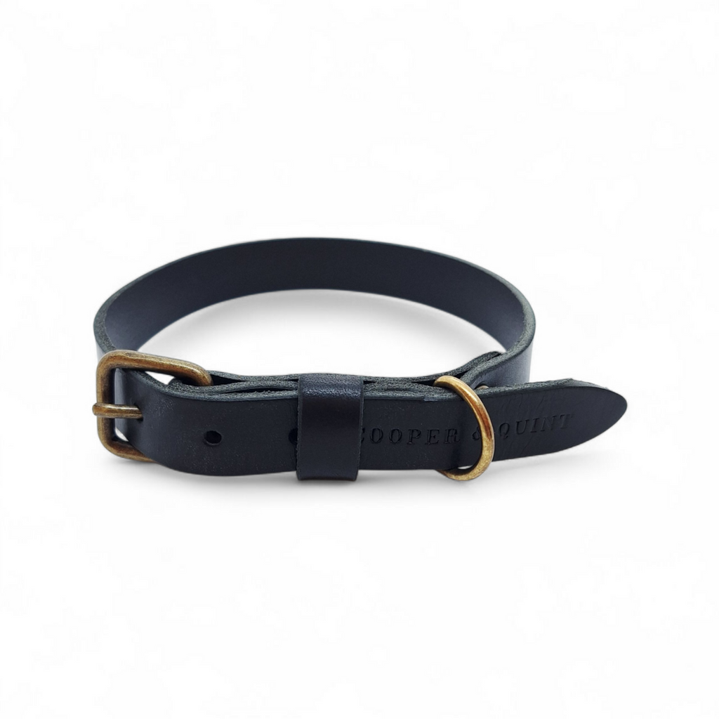 Cooper & Quint No Fuss Leather Dog Collar – Black
