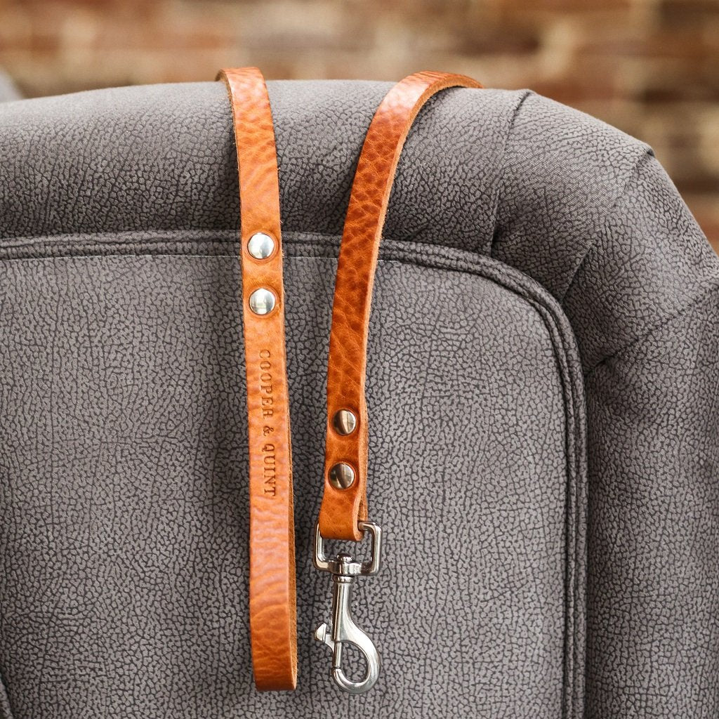 Cooper & Quint No Fuss Leren Hondenriem – Camel