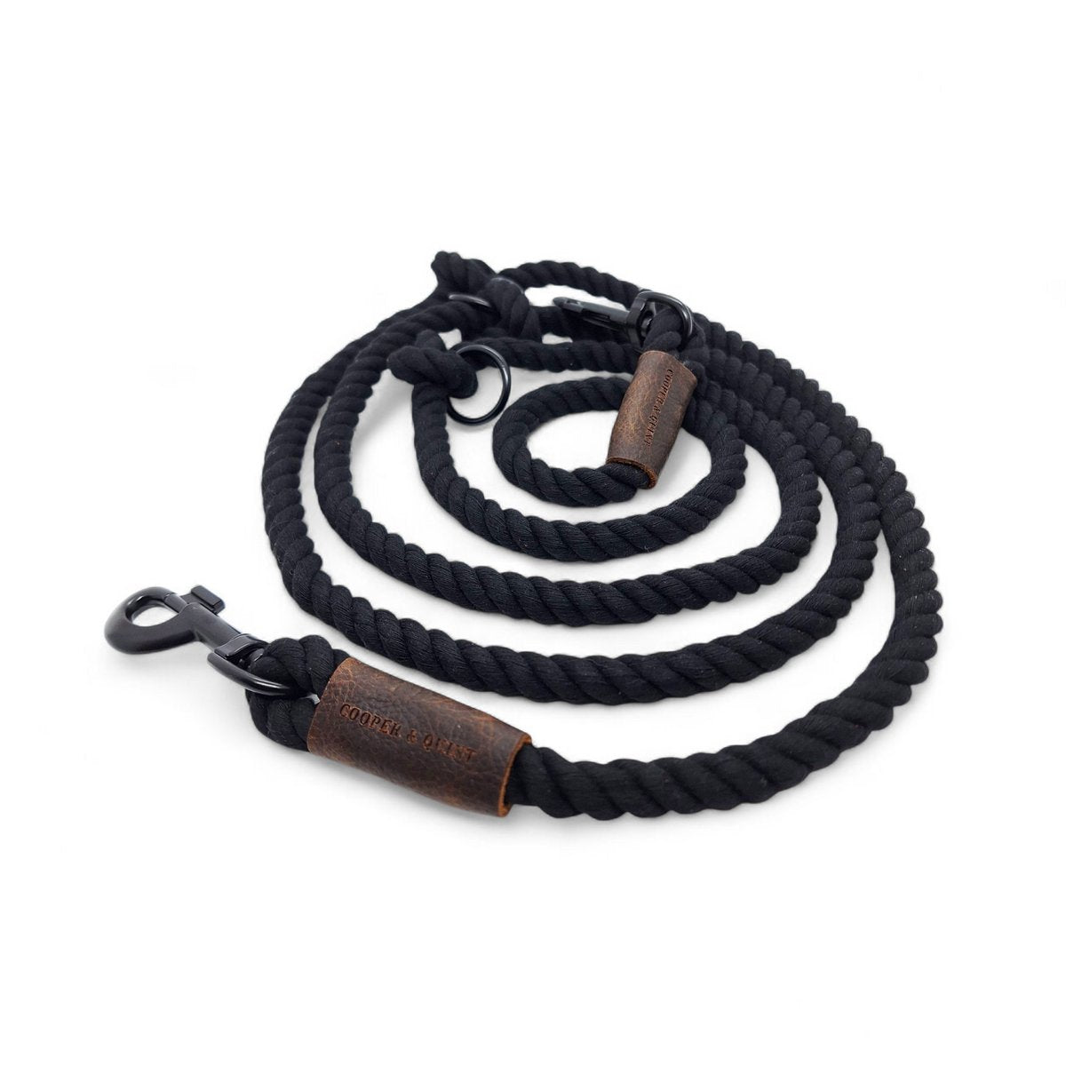 Verstellbare Cooper & Quint Hundeleine Twisted Cotton in Schwarz