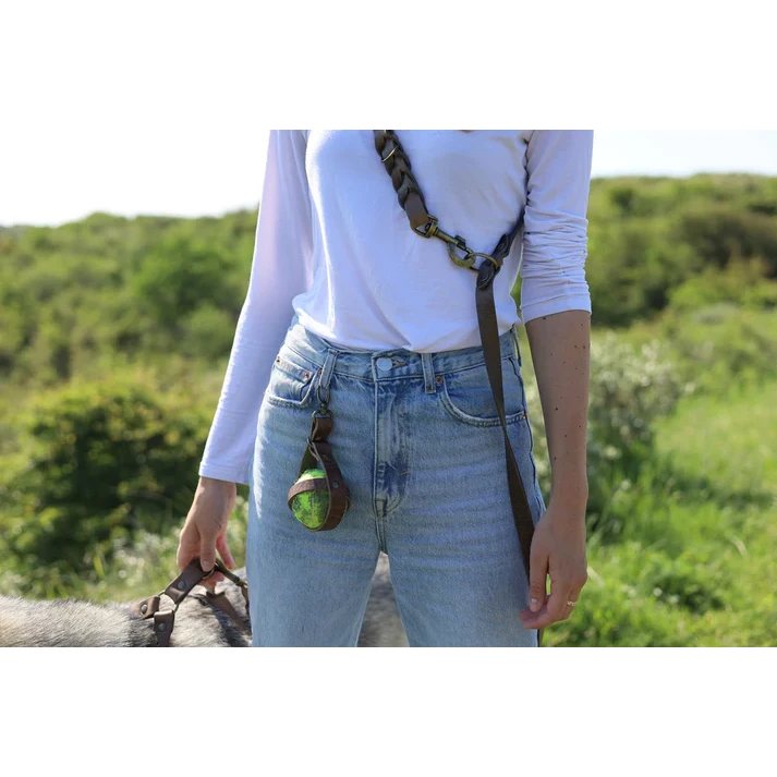 Cooper & Quint braune Leder-Tennisballtasche