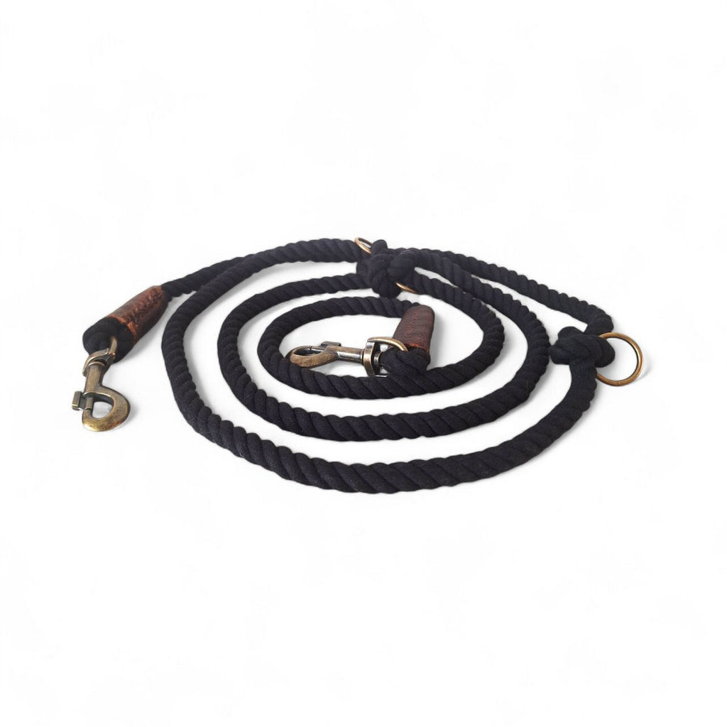 Verstellbare Cooper & Quint Hundeleine Twisted Cotton in Schwarz