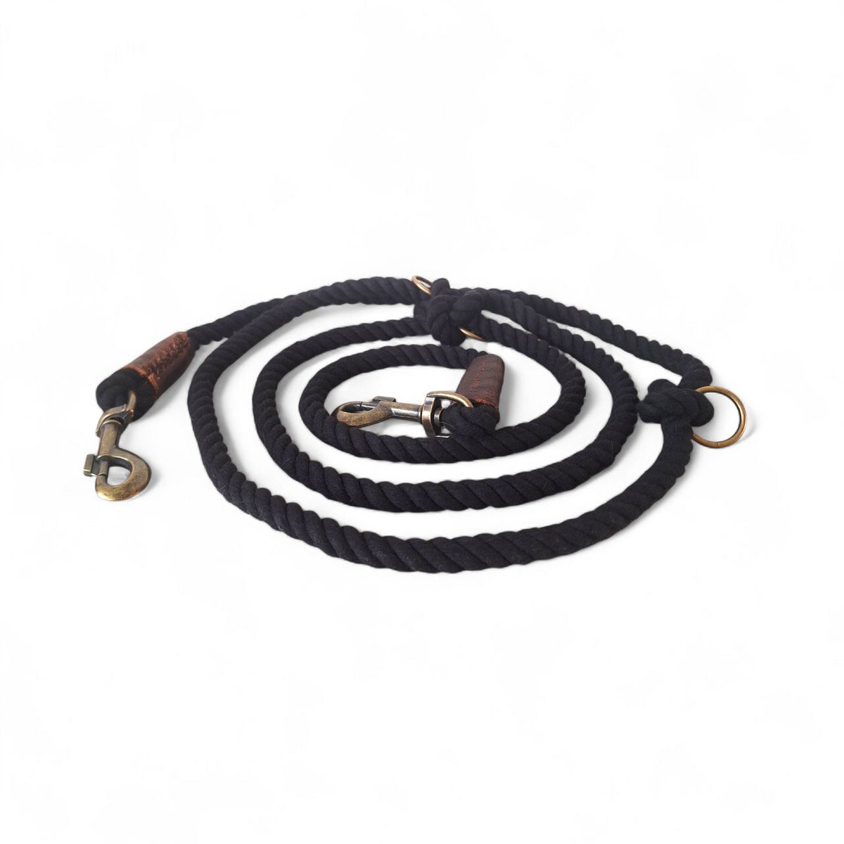 Verstellbare Cooper & Quint Hundeleine Twisted Cotton in Schwarz
