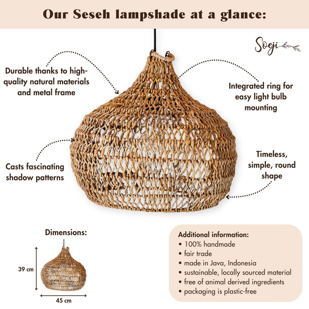 Seseh Lampenkap Bananenvezel 45 cm – Handgemaakt