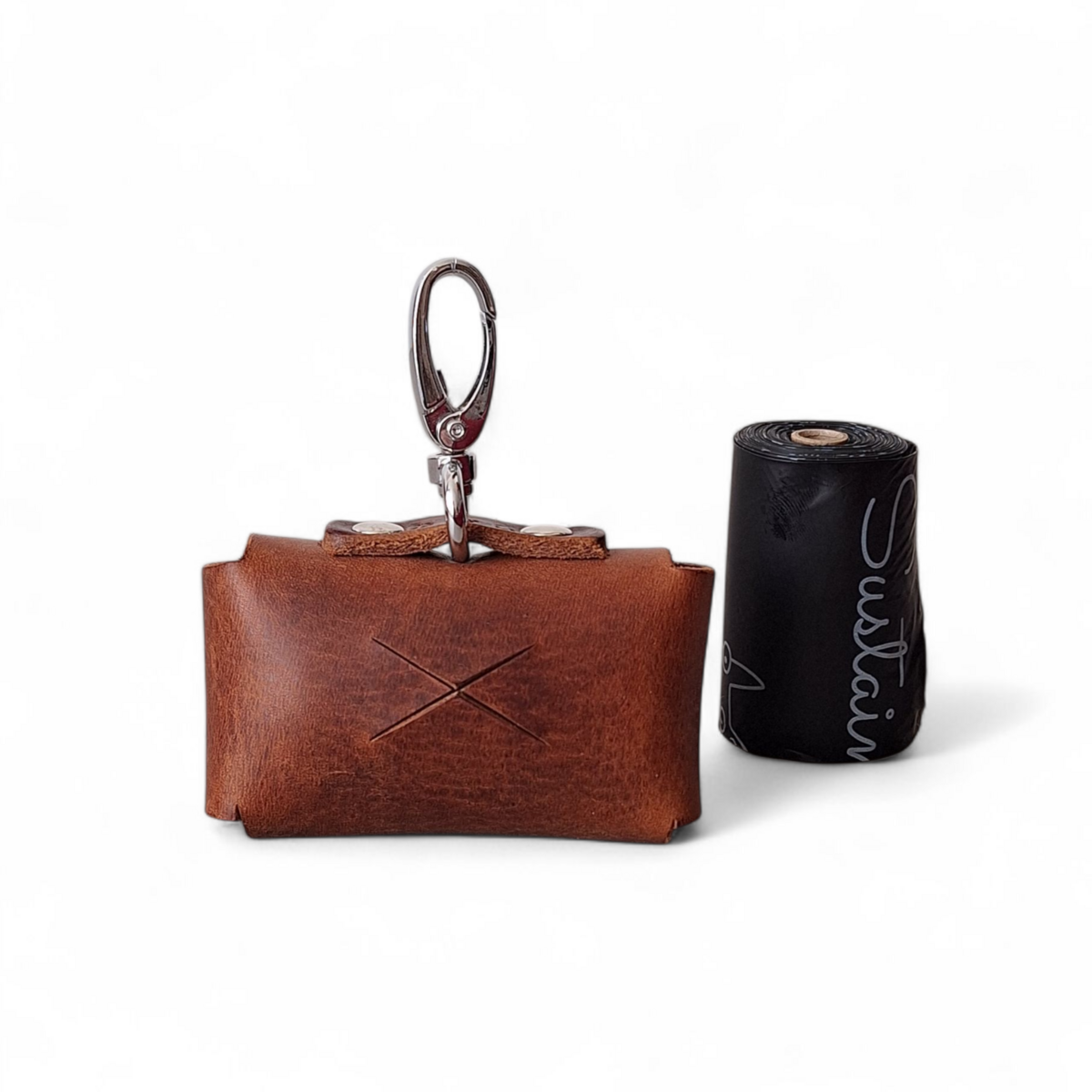 Cooper & Quint poop bag holder - tanned leather - Brown