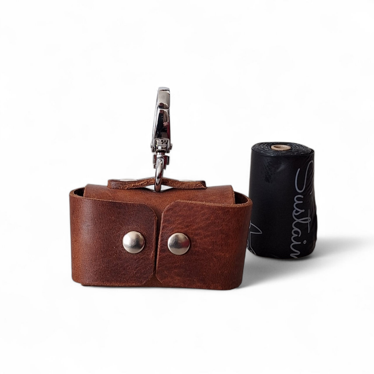 Cooper & Quint poop bag holder - tanned leather - Brown