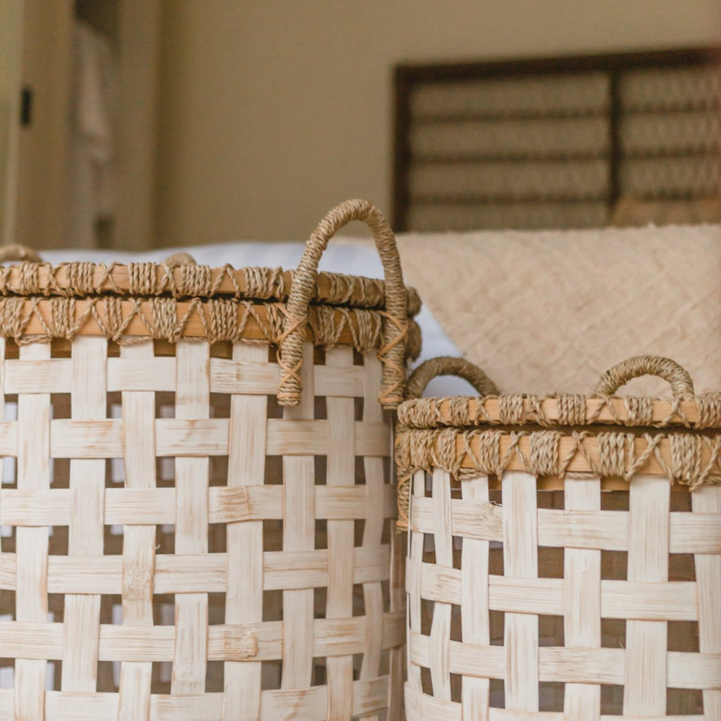 Iraya Bamboe Wasmand met Deksel – Handgemaakt