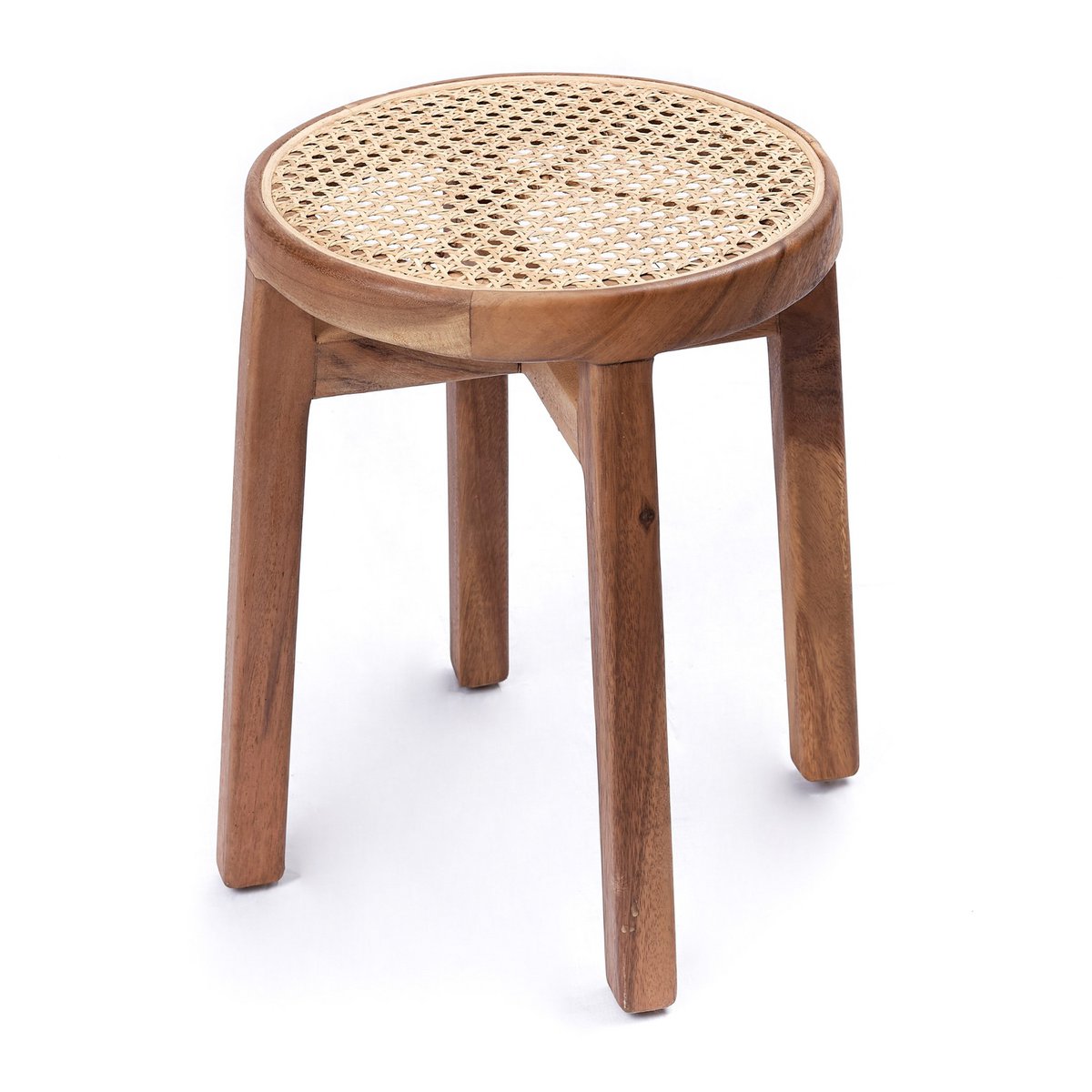 CARAMIN – Handmade stool from rainbow wood & rattan